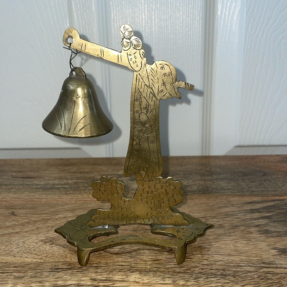 🧡VTG Brass Oriental  dinner gong, Small table top